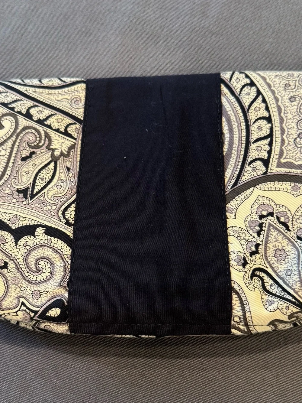 Madison Black and Gold Paisley Wristlet Clutch